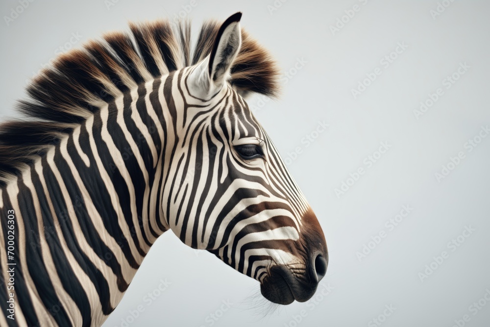 zebra in profile with full mane zebra in profile with full mane