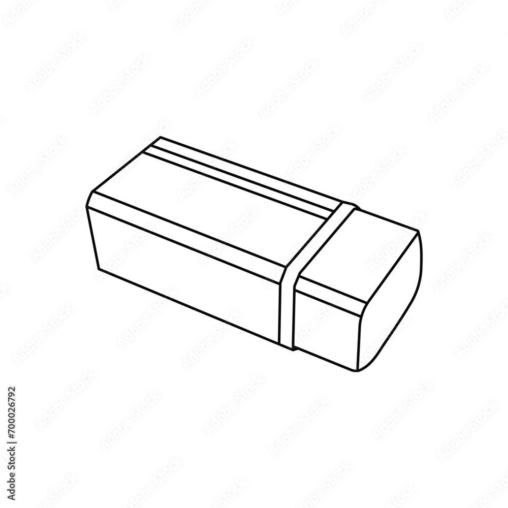 Hand drawn Kids drawing cartoon Vector illustration cute eraser icon Isolated on White Hand drawn Kids drawing cartoon Vector illustration cute eraser icon Isolated on White