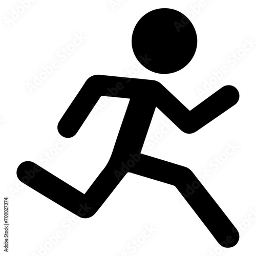 minimal Stick Figure character Run vector silhouette, black color