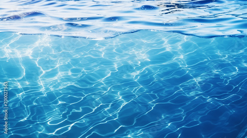 Clear blue water surface with splashing ripples. © Daniel