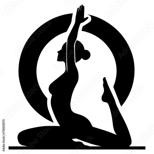 minimal yoga pose vector silhouette, black color silhouette