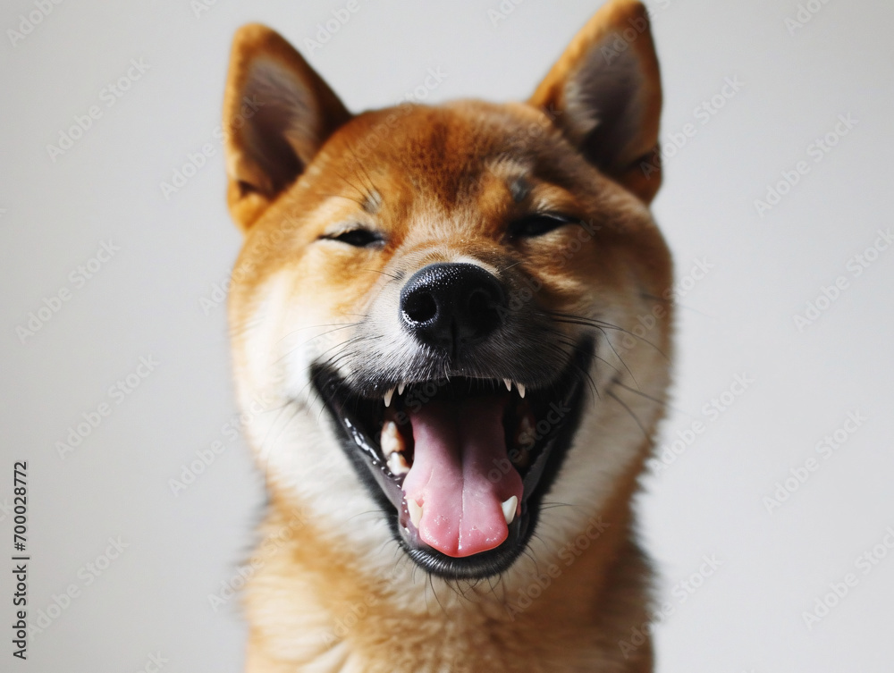 Generated AI. Realistic photograph of a complete happy Shiba Inu.