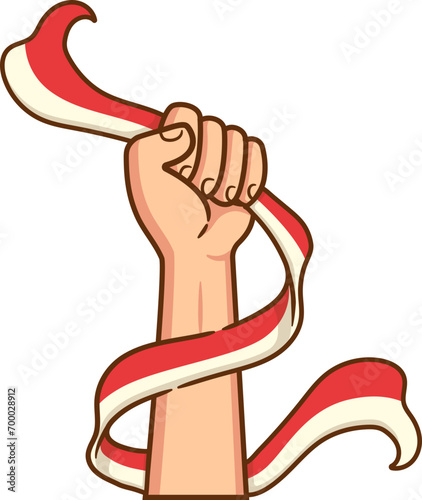 Tangan Merdeka Memegang Bendera Merah Putih Hut RI Republik Indonesia