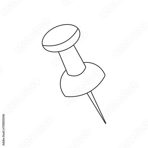 Hand drawn Kids drawing cartoon Vector illustration push pin icon Isolated on White