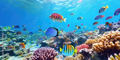 Close-up underwater shot of a colorful reef 