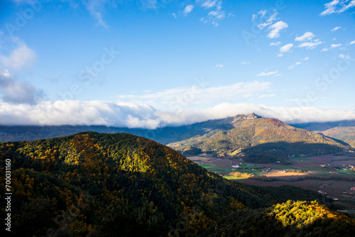 Autumn sunrise in La Vall D En Bas, La Garrotxa, Spain photo