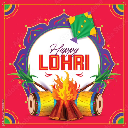 Vector illustration of Happy Lohri holiday background for Punjabi festival