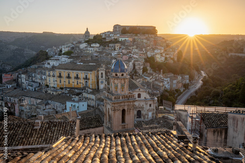 View of Ragusa (Ragusa Ibla), UNESCO heritage town on Italian island of Sicily. View of the city in Ragusa Ibla, Province of Ragusa, Val di Noto, Sicily, Italy.  photo