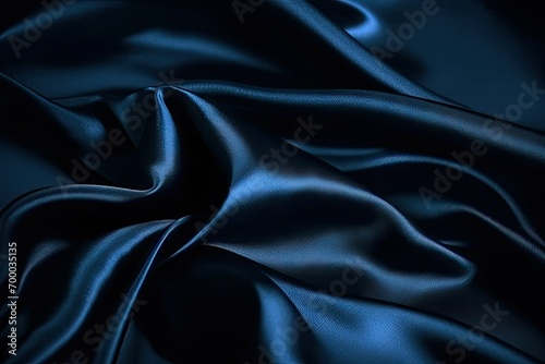design space background blye navy elegant surface fabric shiny folds wavy satin silk blue black photo