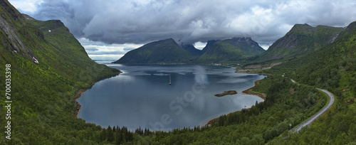 View from the viewpoint Bergsbotn on the Scenic Route Senja in Troms county, Norway, Europe
 photo