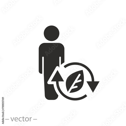 body human with cleansing process icon, detoxification organism, healthy lifestyle, flat symbol - vector illustration