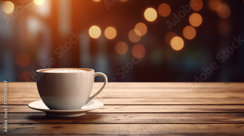 A cup of fragrant coffee on a warm background picture 