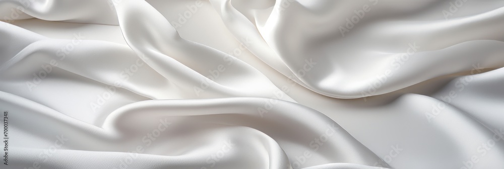 Fototapeta premium Elegant crumpled white silk fabric background with luxurious and fashionable design concepts