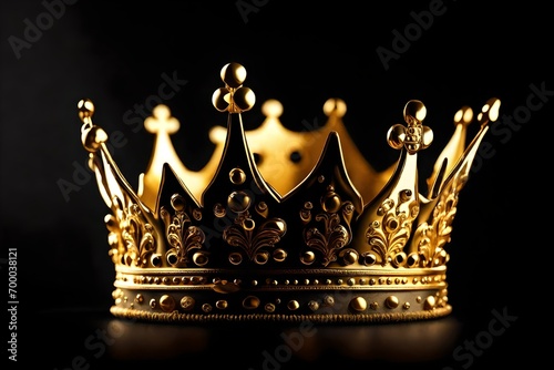 A 3D golden crown isolated on white