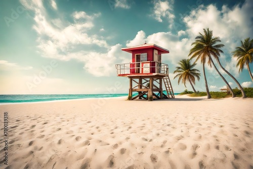 lifeguard tower on the beach © zooriii arts