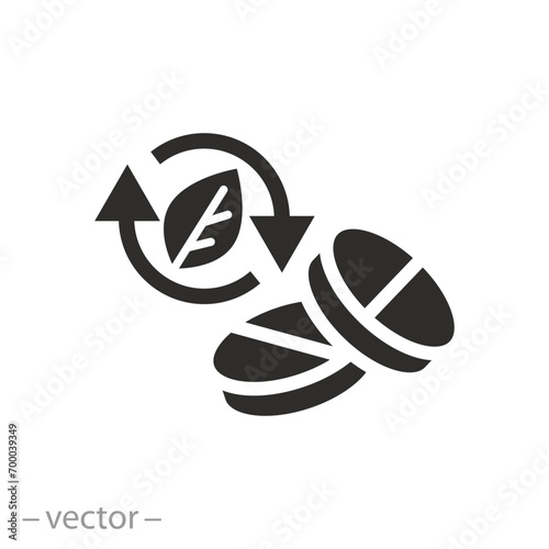 tablets for cleansing organism icon, detoxification pills, medical preparat from toxins, flat symbol - vector illustration