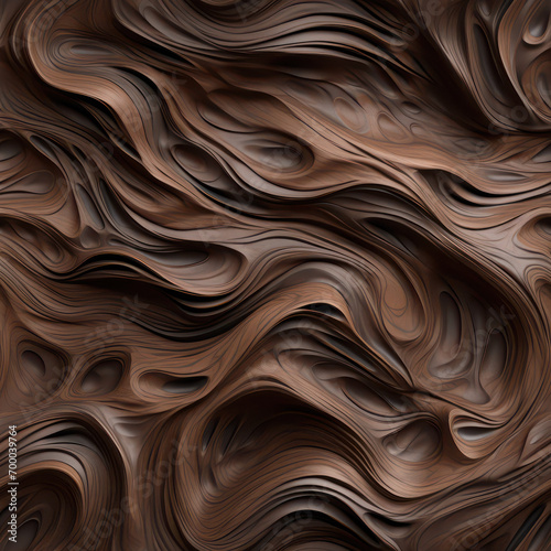 Seamless wooden art background - abstract close-up of detailed organic brown wave texture