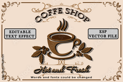 Editable coffe shop text effect
