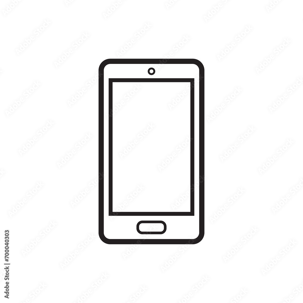Smartphone icon in black color and outline style Smartphone icon in black color and outline style