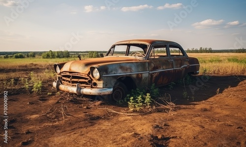An Abandoned Vintage Vehicle Surrounded by Nature © uhdenis