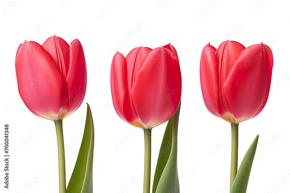 closeup macro view of A collection of red pink tulips flower isolated on a white background PNG closeup macro view of A collection of red pink tulips flower isolated on a white background PNG