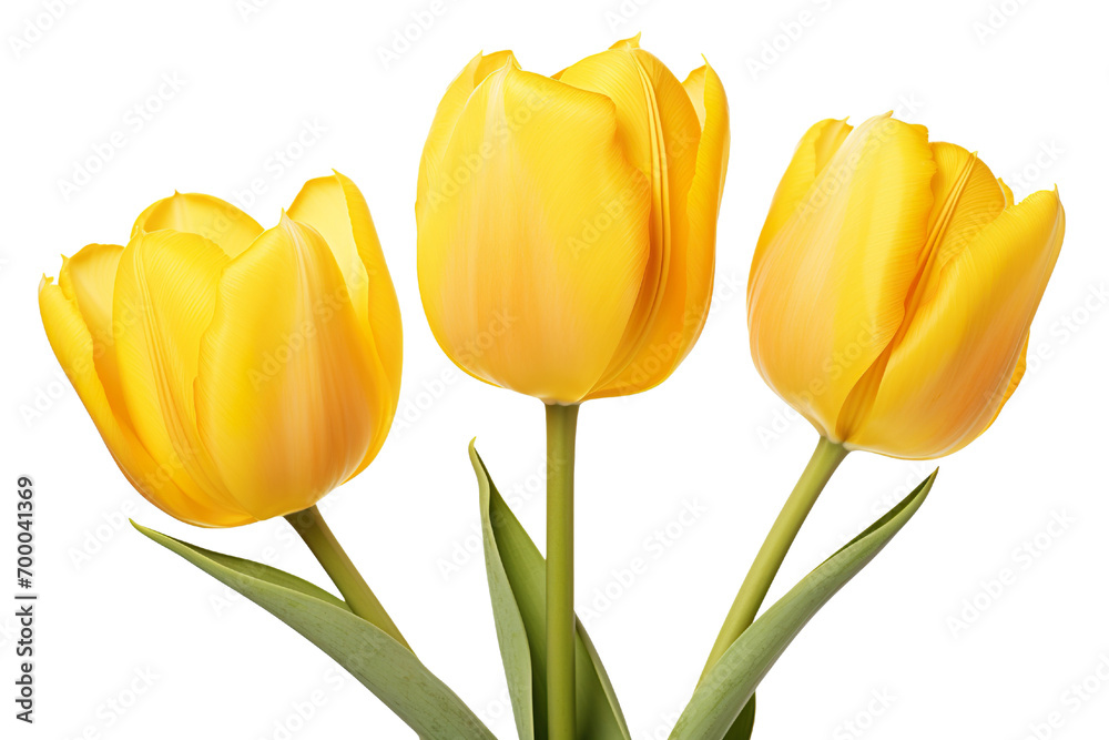 closeup macro view of A collection of yellow tulips flower isolated on a white background PNG closeup macro view of A collection of yellow tulips flower isolated on a white background PNG