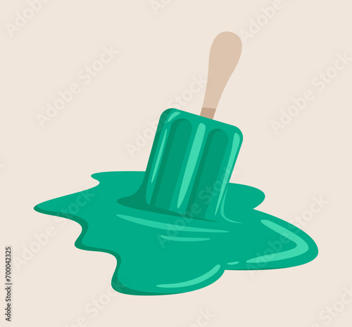 Melted ice cream  on the floor Colorful vector illustration