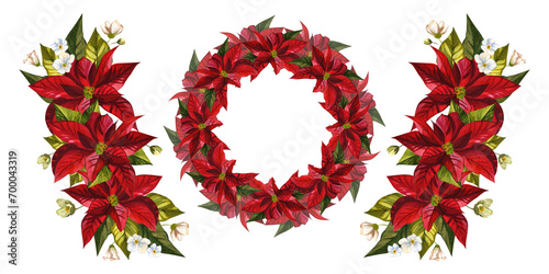Obraz na płótnie Set of wreath and compositions with flowers