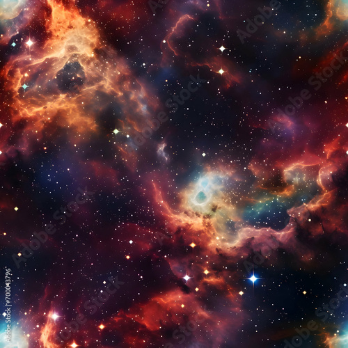 Realistic shot of a vast and majestic cosmos seamless pattern. Stars in the galaxy seamless background. High quality