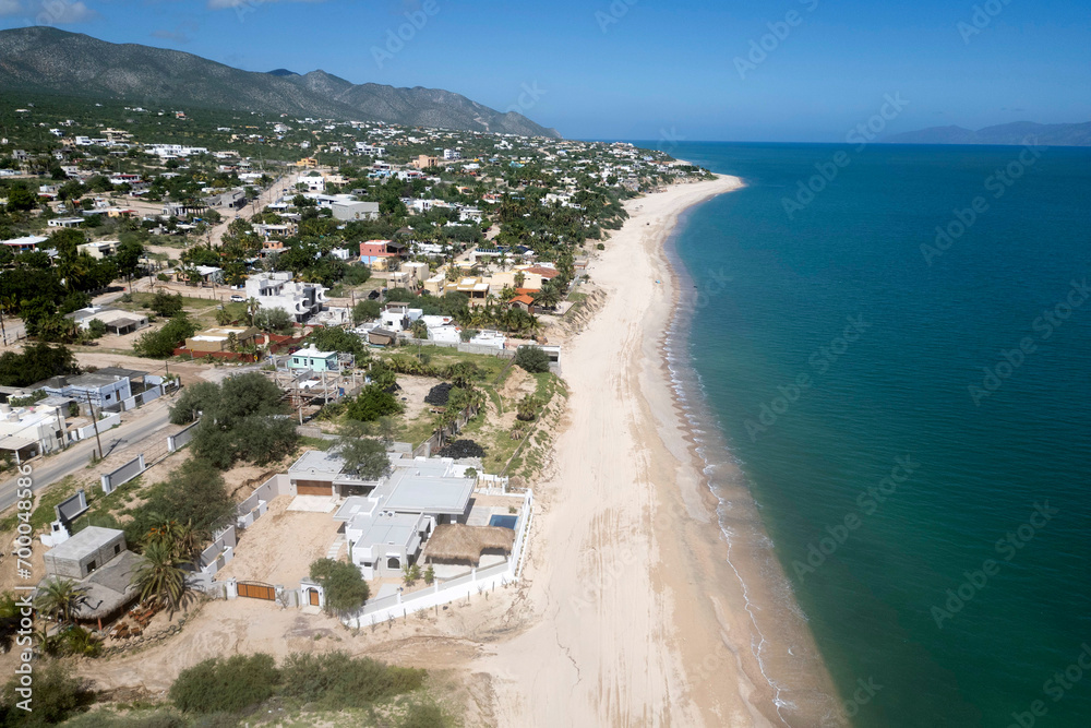 el sargento beach la ventana baja california sur mexico aerial view panorama