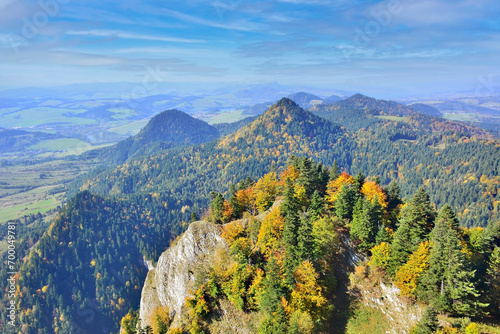 Pieniny Mountains  autumn view from the top of the Three Crowns.
