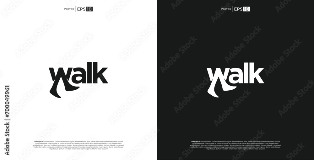 Walking word with foot icon logo design creative concept