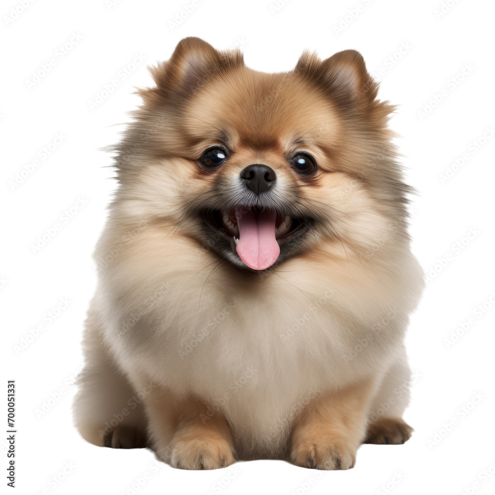 happy dog portrait pomeranian isolated on white or transparent background 