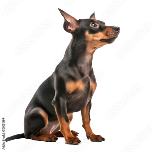 portrait of black pincher dog