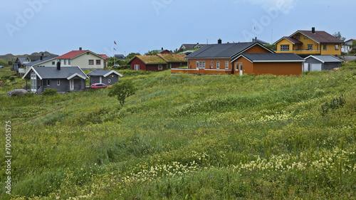 Residential houses at Ramberg on Lofoten in Nordland county, Norway, Europe
 photo