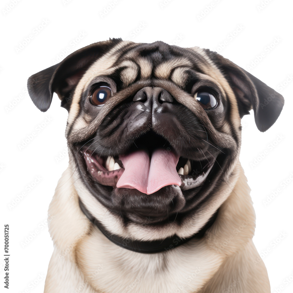 pug isolated on transparent or white background 