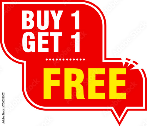 Buy one get one free tag label, buy 1 get 1 free banner