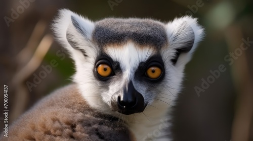 Ring-tailed lemur head close-up portrait