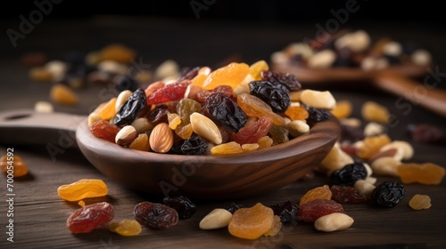 Trail mix nuts and raisins photo