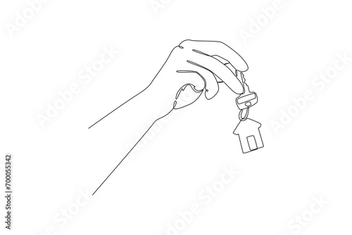 Continuous one line drawing Real estate business concept. Doodle vector illustration.