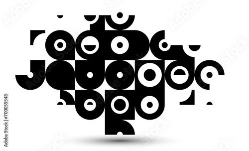Abstract vector geometric background, tech engineering look like shapes and lines composition, mechanical engine industry style, black and white.