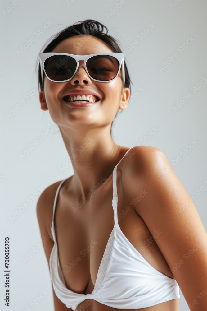 Elegant sunglasses in a chic portrait Elegant sunglasses in a chic portrait