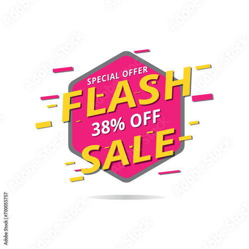 Flash sale, special offer, template promotion for social media. 38% off discount banner. © Manoel