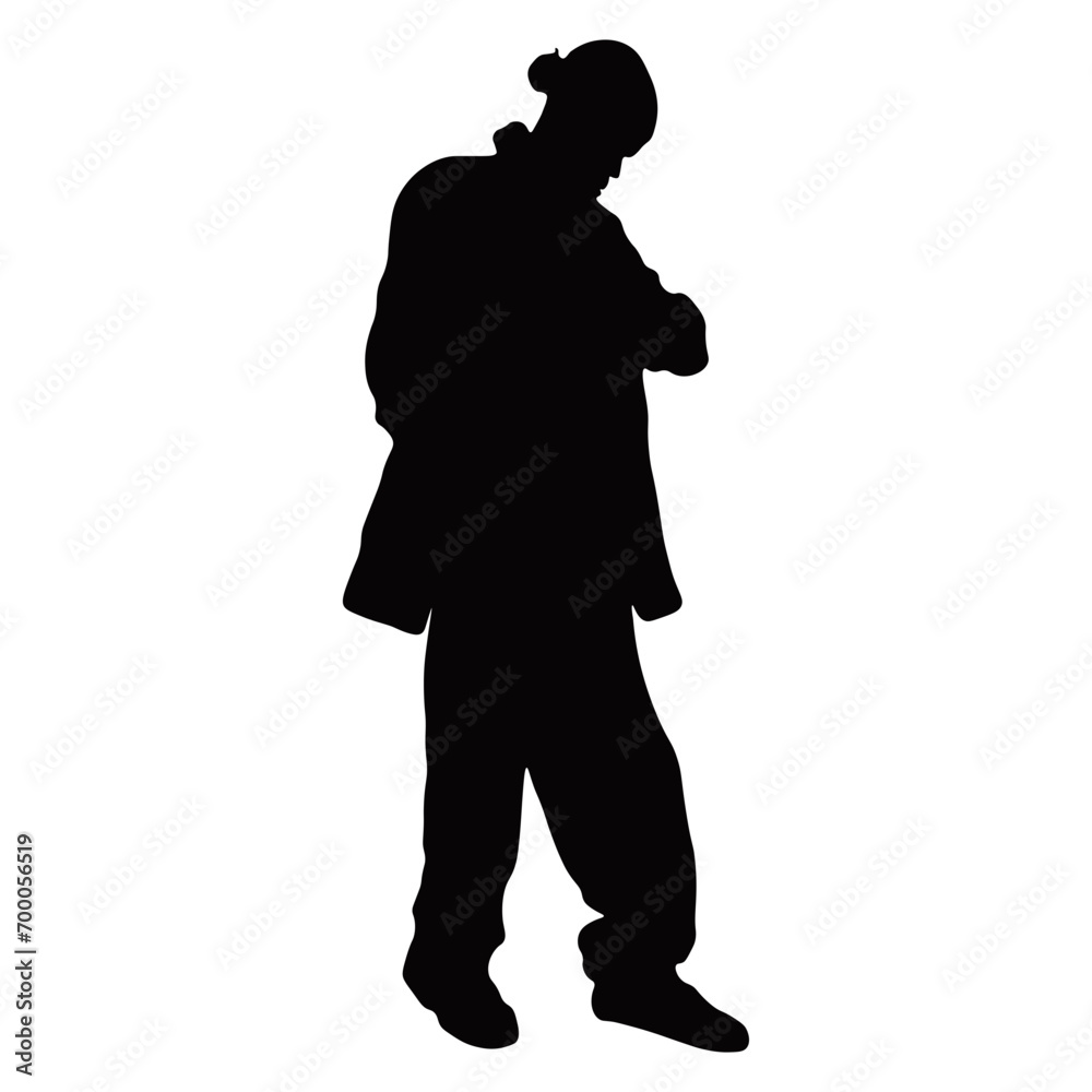Hip Hop Man Silhouette. Isolated On White Background. Vector Icon. Hip Hop Man Silhouette. Isolated On White Background. Vector Icon.