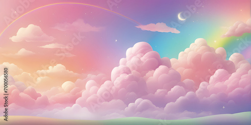 Dreamlike rainbow cloudscape.