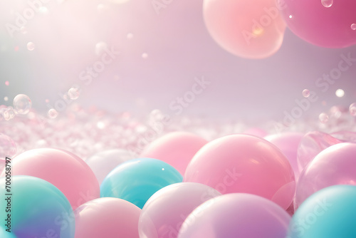 Abstract bokeh background with pink and blue colors. Defocused lights. Generative AI