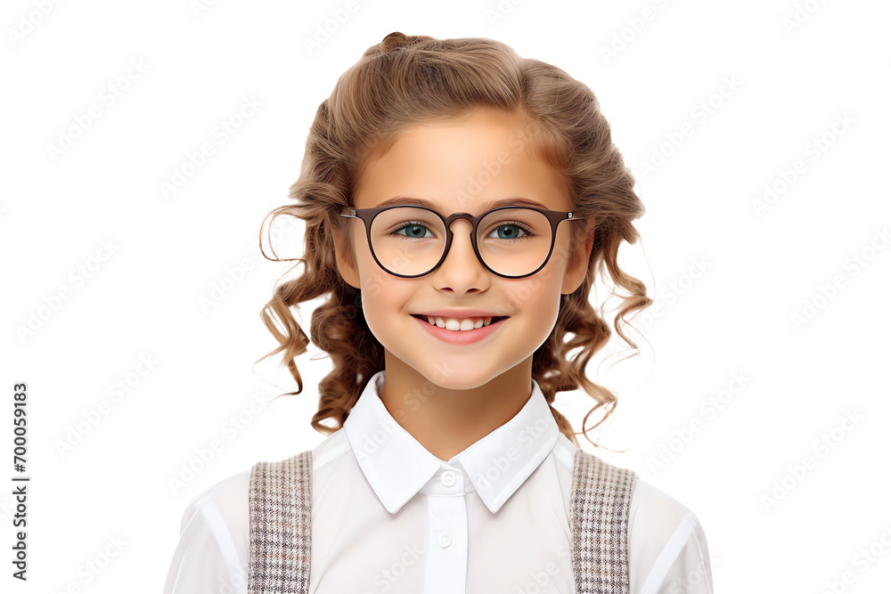 a girl wearing glasses and a white shirt