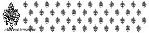 Damask seamless pattern. Black flowers Luxury Royal Wallpaper. Floral white Background.