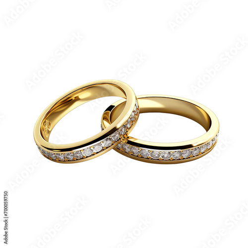 a pair of gold rings with diamonds
