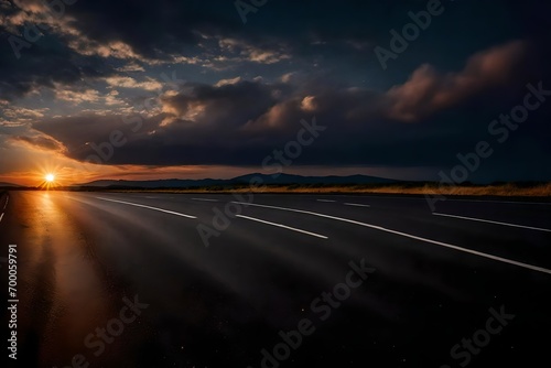 driving on the highway at sunset © Mubeen